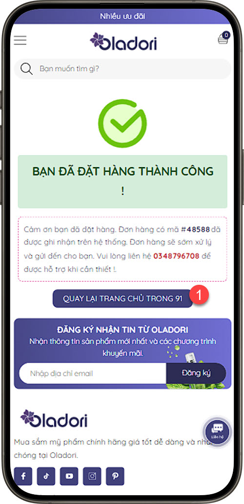 Thông báo đặt hàng thành công !