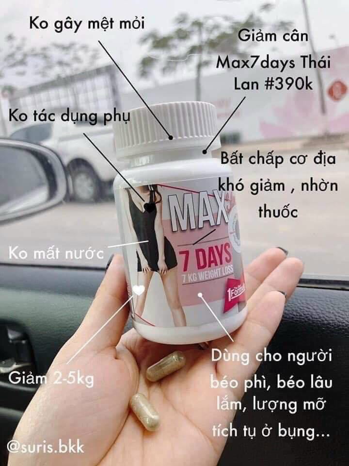 Viên Uống Hỗ Trợ Giảm Cân Max 7 Days Thái Lan - Hộp 30 Viên